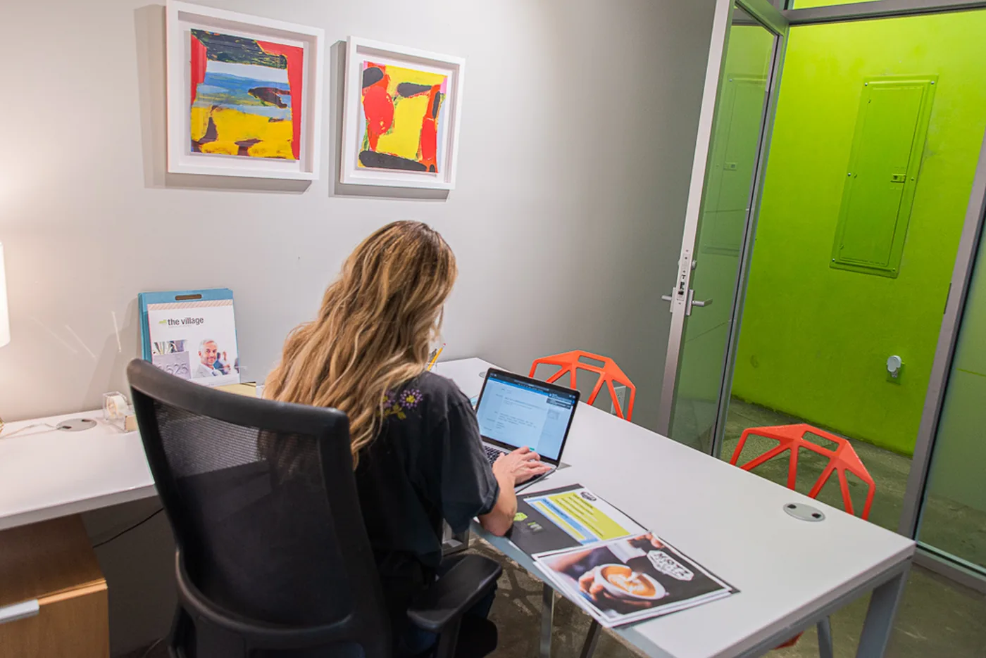 Office 106 with green accent wall